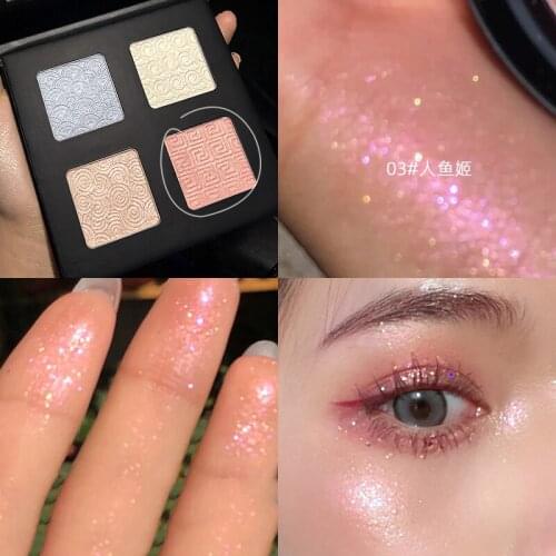 4 Colors Diamond 3D Face Highlighter Bronzer Palette Makeup Face Contour Shimmer Powder Body Base Illuminator Highlight Cosmetic