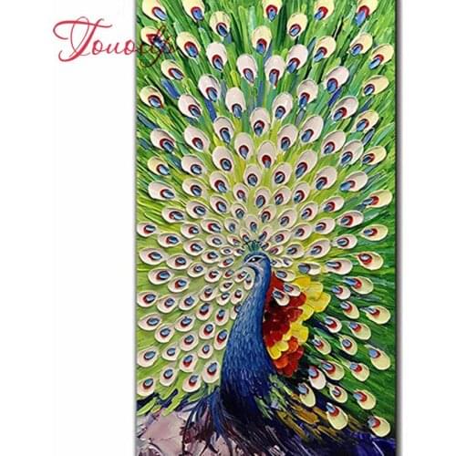 5D Diy Diamond Painting Abstract White Peacock diamond embroidery Cross Stitch Mosaic square Round Rhinestone Sticker