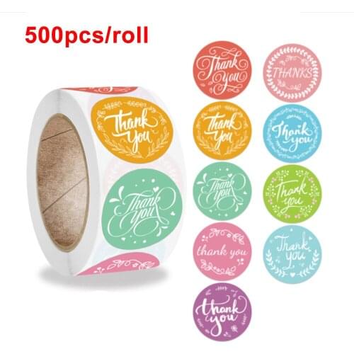 9 Type Flora Thank You Roll Stickers Birthday Party Wedding Gift Decoration Thank You Paper Stickers Sealing Labels Customerize
