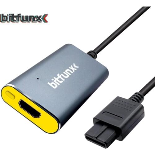 Bitfunx 2X HDMI-compatible Line Doubler Adapter Converter for Nintendo 64 N64 SNES SFC NGC S-video/Composite to HDMI-compatible