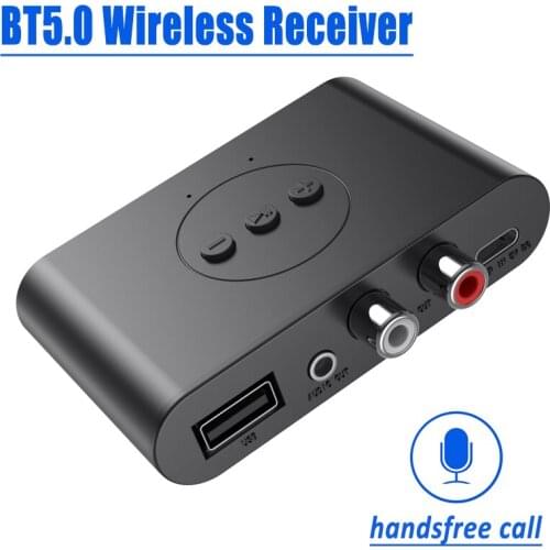 Bluetooth 5.0 Audio Receiver U Disk RCA 3.5mm AUX Jack Stereo Wireless Adapter For Speaker Car Audio Transmitter Handsfree Call