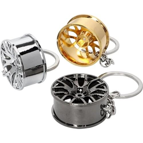 LEEPEE Key Chain Car Accessories Wheel Hub Decors Metal Keychain Car Wheel Rim Model Key Ring Car-styling