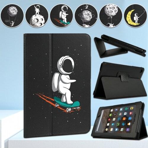 For Amazon Fire 7(5th/7th/9th) /HD 8 (6th/7th/8th) /HD10 (5/7/9th Gen) Astronaut Series PU Leather Back Bracket Tablet Case