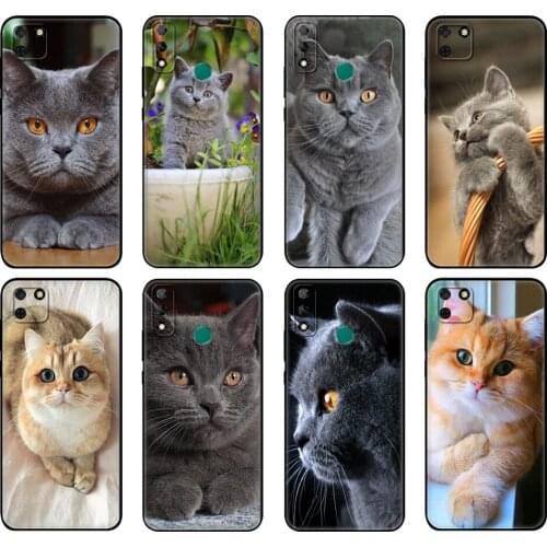 Black tpu Case For Huawei Y9S Y6S Y8S Y5P Y7P Y8P Case For Huawei Y5 lite Prime 2018 Y6 2019 Cover Shorthair cat