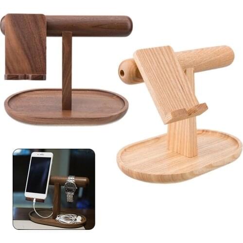 Wooden Multi-Function for Mobile Phone Holder Stand Watch Bangle Sundries Storage Rack Home Office Desktop Organizer