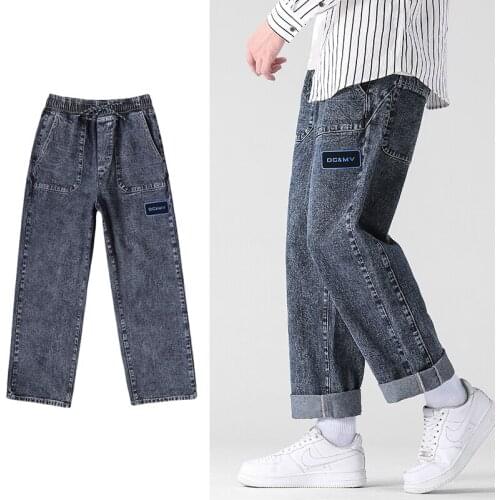 2021 Autumn New Mens Loose Straight-leg Jeans Streetwear Denim Baggy Harem Pants Male Brand Clothes