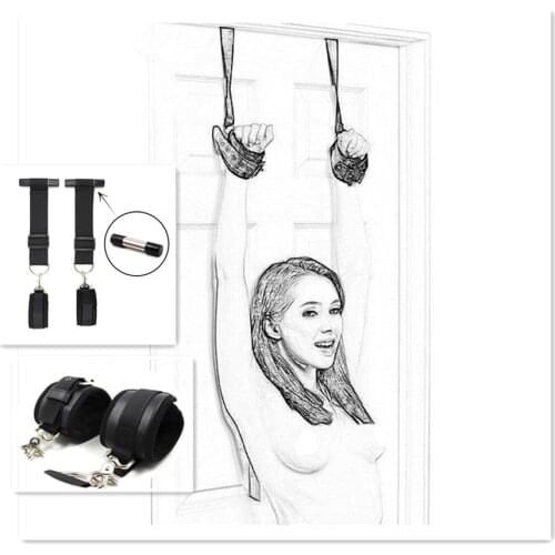 Fetish Bdsm Bondage Lock and Restraints Sex Toys of Leather Handcuffs for Men Women Couples to Shackles on the Door
