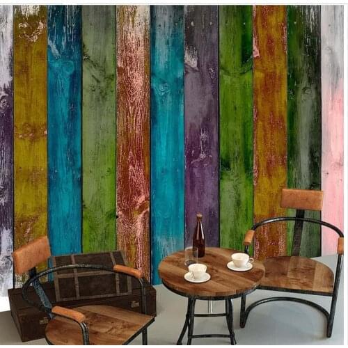 Photo Wallpaper Living Room Wallpaper 3D Painting Vintage Mottled Color Wood Grain Board Hotel Cafe Club Wall Background