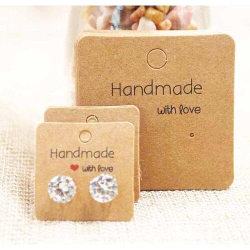 Mulit size pretty DIY handmade stud earring package card tag white/kraft jewelry packing &display earring tag 100pcs per lot