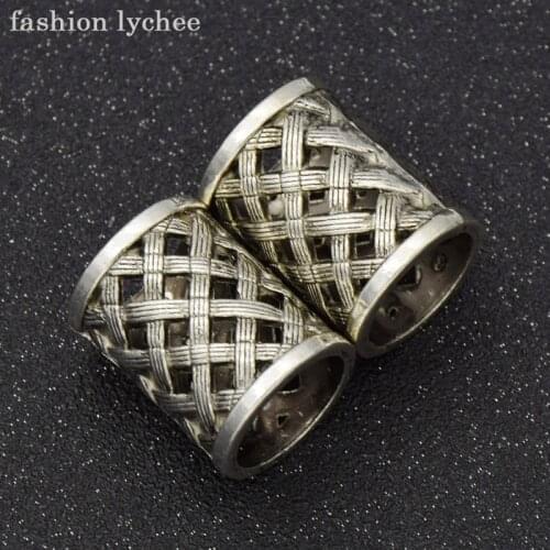 Fashion lychee 2pcs 18mm Antique Hair Braid Dread Dreadlock Bead Clip Cuff Tube Charms Women Hair Extension Tool