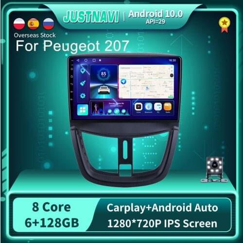 WIFI Android 10.0 GPS Car Radio Multimedia For Peugeot 207 2006-2016 Navigation Player DSP Carplay Stereo 6G 128G No 2 din DVD