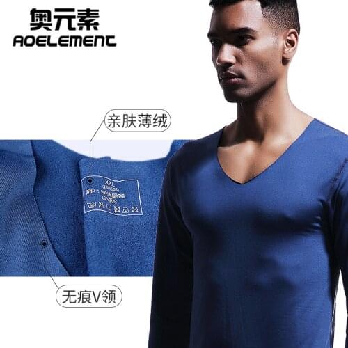 Mens fall clothes V-neck seamless cold-proof thermal underwear Fever and cashmere Tight autumn pants suit men long underwear