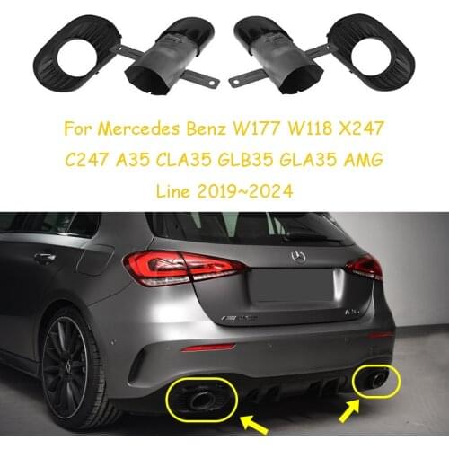 Chrome Black Stainless Steel Car Exhaust Muffler Tip Pipe For Mercedes Benz C118 CLA35 W177 A35 H247 GLA35 X247 GLB35 2020 2021