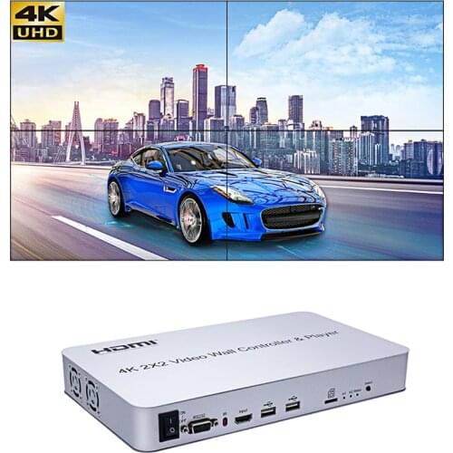 4K 2x2 KVM HDMI Video Wall Controller Player Support SD card U Disk signal source Video Processor 1x2/1x3/1x4/2x1/3x1/4x1