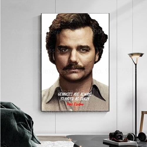 Pablo Escobar Portrait Letter Quote Art Posters and Prints on Canvas Painting Decorative Wall Art Picture for Office Home Decor