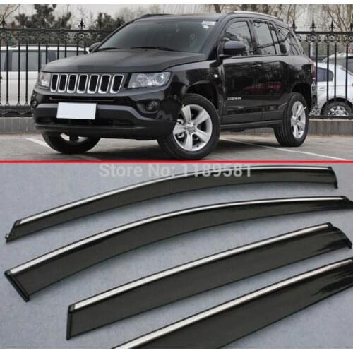Plastic Exterior Visor Vent Shades Window Sun Rain Guard Deflector For Jeep Compass 2010 2011 2012 2013 2014 2015