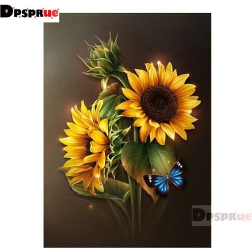 Dpsprue Full Square/Round Diamond Painting Cross Stitch Diamond 3D Embroidery Sunflower DIY 5D Moasic Home Decor Gift Pu20