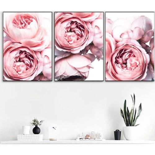 Romantic rose Print Blush Pink Peonies Wall Art Posters Peony Canvas Painting Modern Picture for Living Room Home Decor Unframed