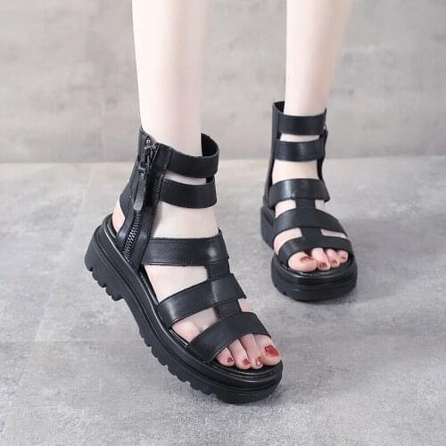 Sandals Women 2021 New Flat Bottom Summer Leather Thick Bottom Soft Leather Soft Bottom Top Layer Cowhide Casual Roman Shoes