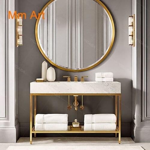 Modern bathroom vanity stainless steel High End Sink Bathroom Cabinet single room washbasin cabinet