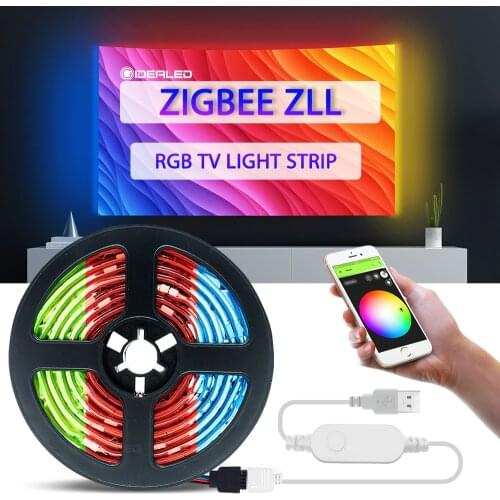Smart Zigbee TV RGB Lights Strip APP Control for 40-60 inch HDTV Backlight USB Powered work with Alexa Echo plus SmartThings Hub