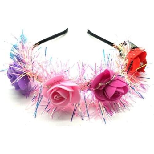 Glow wreath flower headband adults light up LED headbands Christmas Halloween party luminous flashing hairband Christmas gift