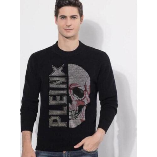 Rhinestones Skulls sweaters Mens Hip Hop Fashion Diamond stone sweaters Streetwear top quality