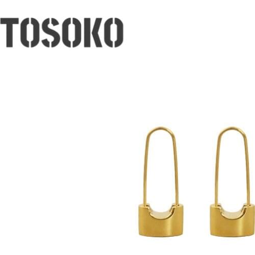 TOSOKO Stainless Steel Lock Head Ear Hook Cool Womens Earrings BSF234