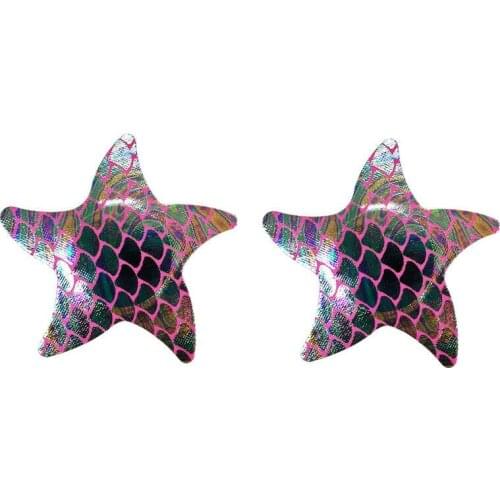 Ultra-thin Breast Pasties Mermaid Scale Colors Chest Sticker 50 Pairs (100 Pcs) Nipple Cover Breathable Disposable Invisible Bra