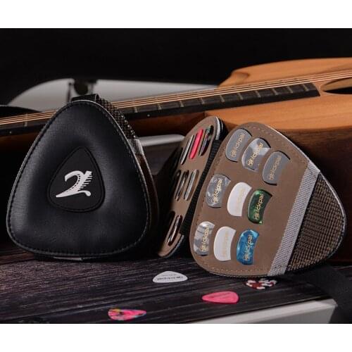 Universal Musical Guitar Picks Leather Bag Plectrum Storage Ukulele Pick Clip Pocket