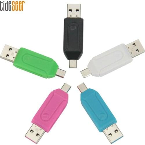 Universal 2 in 1 OTG USB 2.0 TF SD Memory Card Reader Adapter For PC Phone Laptop Computer 100pcs