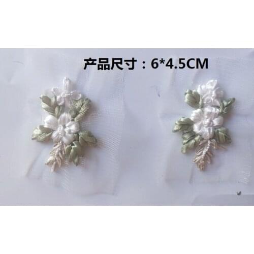 High-end ribbon embroidered flower clothes collar patches, bag shoes accessories,2pcs/lot