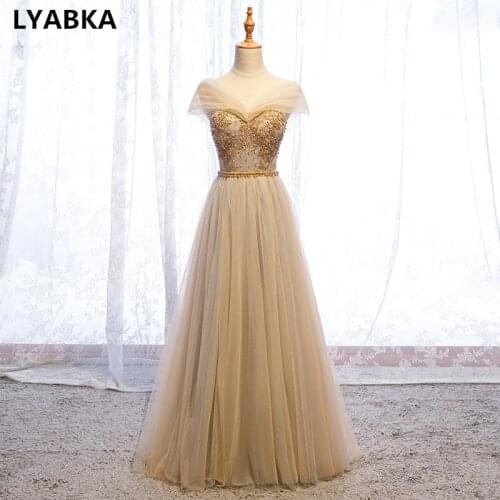 Sweetheart Evening Dress Robe De Soiree Tulle With Appliques Sequined Beads Evening Dresses Long Dress 2020 Vestido De Festa