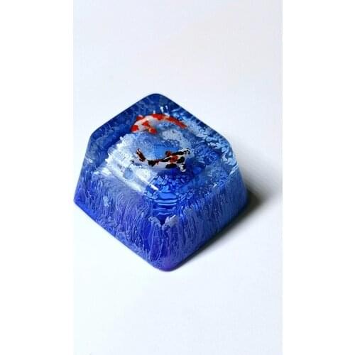1 pc Koi Design Resin Keycaps For Cherry Mx Switch Mechanical Gaming Keyboard Green Red Blue Color Handmade Customized Keycaps