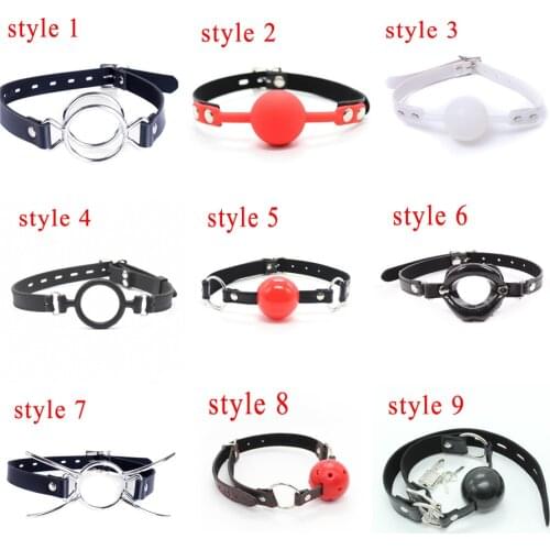 1 PC Oral Fixation PU Leather Mouth Gag Flirting Metal Mouth Gag Adult Games Product Sex Toys For Couples 9 Styles For Choose