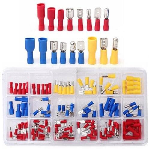 120pcs Insulated Crimp Butt Spade Ring Fork Terminal Wire Connector Kit Set 22-10AWG Terminals