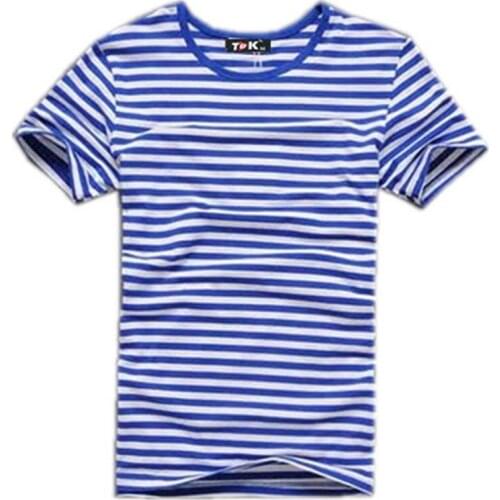 2020 summer male short-sleeve t-shirt navy style shirt slim male navy stripe t-shirt casual short-sleeve mens clothing
