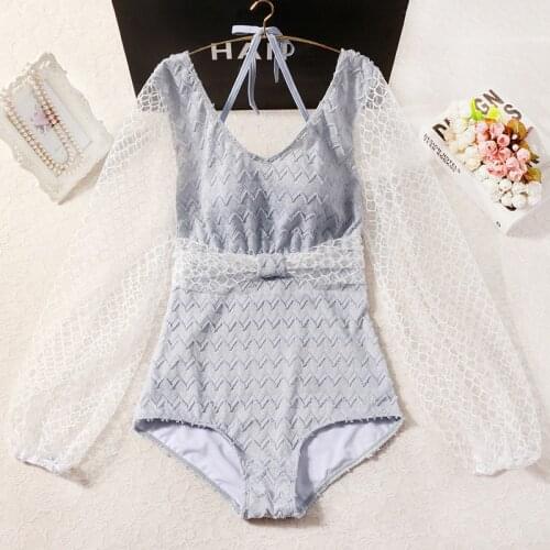 2021 New Women Long Sleeve One Piece Swimwear Push Up Bathing Suit Swimming Beachwear Sexy Ladies Swimsuit Monokini Swim Suits