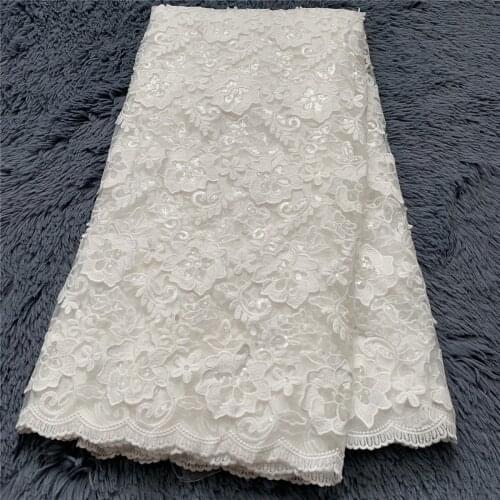 2021 High Quality African Nigerian Tulle Lace Fabric For Sewing Embroidery Swiss French Cotton5yards Wedding Party Dress Guipure