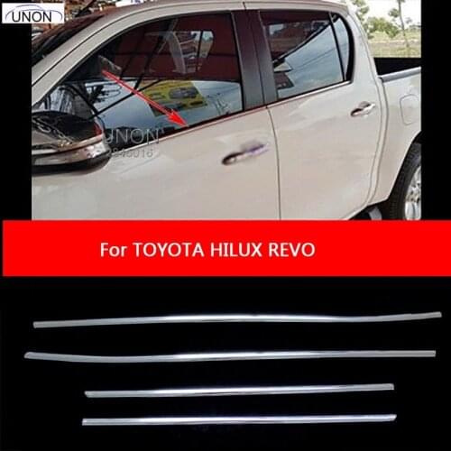 4 Pieces/Set) For TOYOTA HILUX REVO CHROME Door Belt Moulding / Window Trim Lining