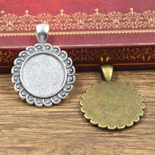 4pcs New Fashion 18mm Inner Size Antique Bronze Silver Color Classic Round Style Cabochon Base Setting Charms Pendant