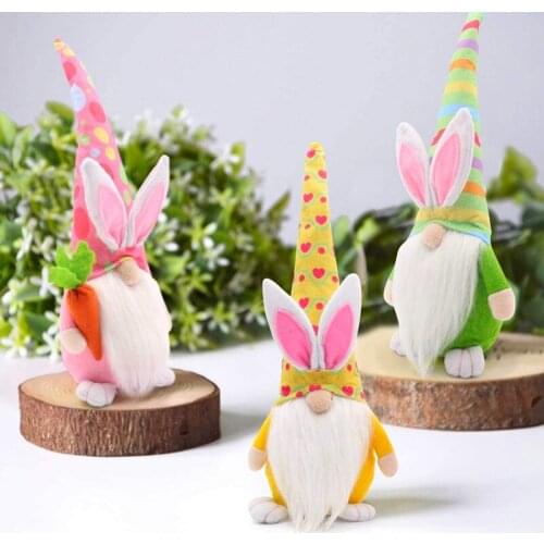 40CM Easter Goblin Doll Rabbit Carrot Faceless Dwarf Plush Doll Elf Gift Desktop Easter Decoration Holiday Decoration