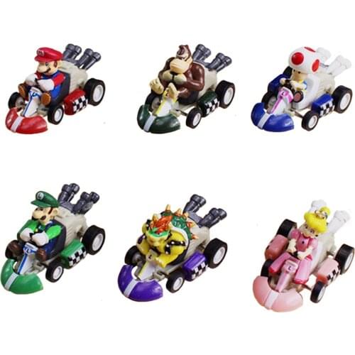6pcs/Set 5cm Super Mario Bros Luigi Peach Koopa Bowser Donkey Kong MushroomAction Figure Model Toys Cars Kids Gift Brinquedos
