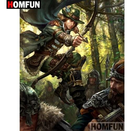HOMFUN 5D DIY Diamond Painting Full Square/Round Drill "Forest Shooter" Embroidery Cross Stitch gift Home Decor Gift A07987