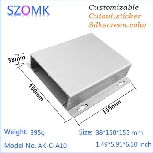 Aluminium Enclosure For Pcb And Electronic Components From Distribution And Instrument 38(h)x150(w)x155(l)mm 6063-t5