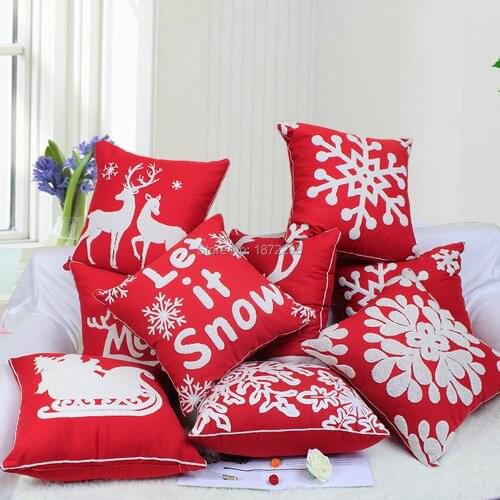 Free Shipping 45*45cm Christmas Style 100% Cotton Canves Wool Embroidery Cushion Cover HT-CCWEC-03A-06-10