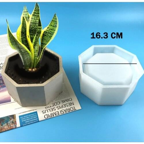Large Flower Pot Silicone Mold for DIY Hexagonal Concrete Mold Mirror Crystal Epoxy Clay Mold Home Decoration for Resin