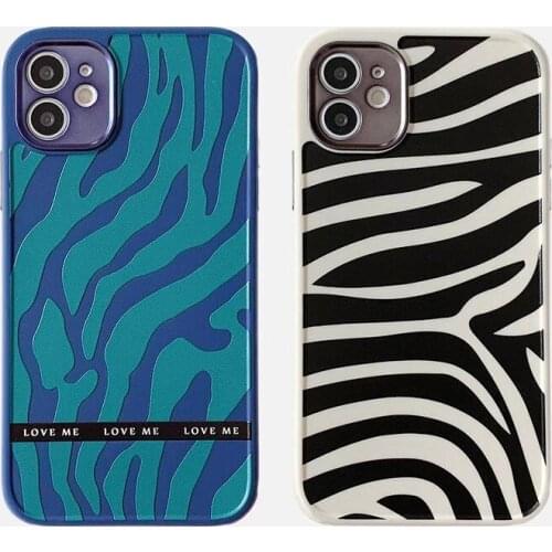 Gimfun Luxury Zebra Leopard Print Phone Case for iPhone 12 11 Pro XR X XSMax 7 8Plus Matte Leather Cute Animal Soft TPU Cover