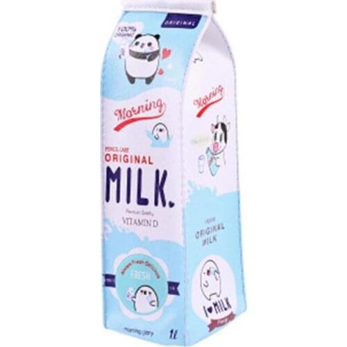 Pencil Case for Girls Boys Leather Milk Cute Korea Kawaii Pencil Case School Pen Box Pencilcase Stationery Bag School Supplies