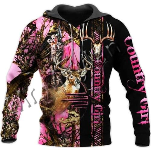 Country Girl Hunting Deer Hunter Animal Camo Fashion Sweatshirt 3D Print Men Women Colorful Casual Hoodie /Jacket/ Harajuku S-37